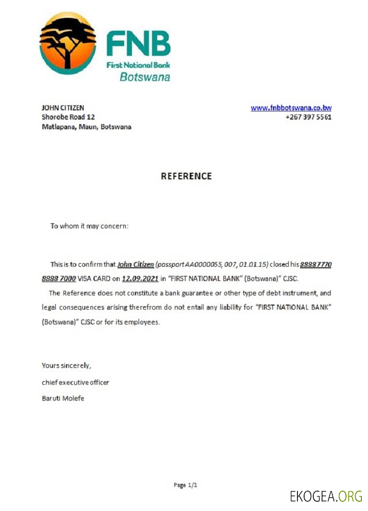 Botswana , FNB de référence Botswana , closure